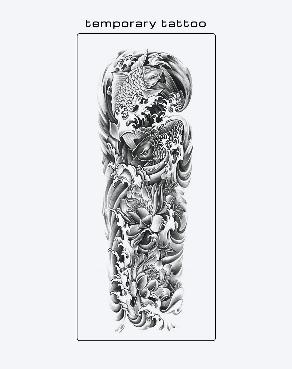 Koi Fish and Lotus in Waves - Japanese Art