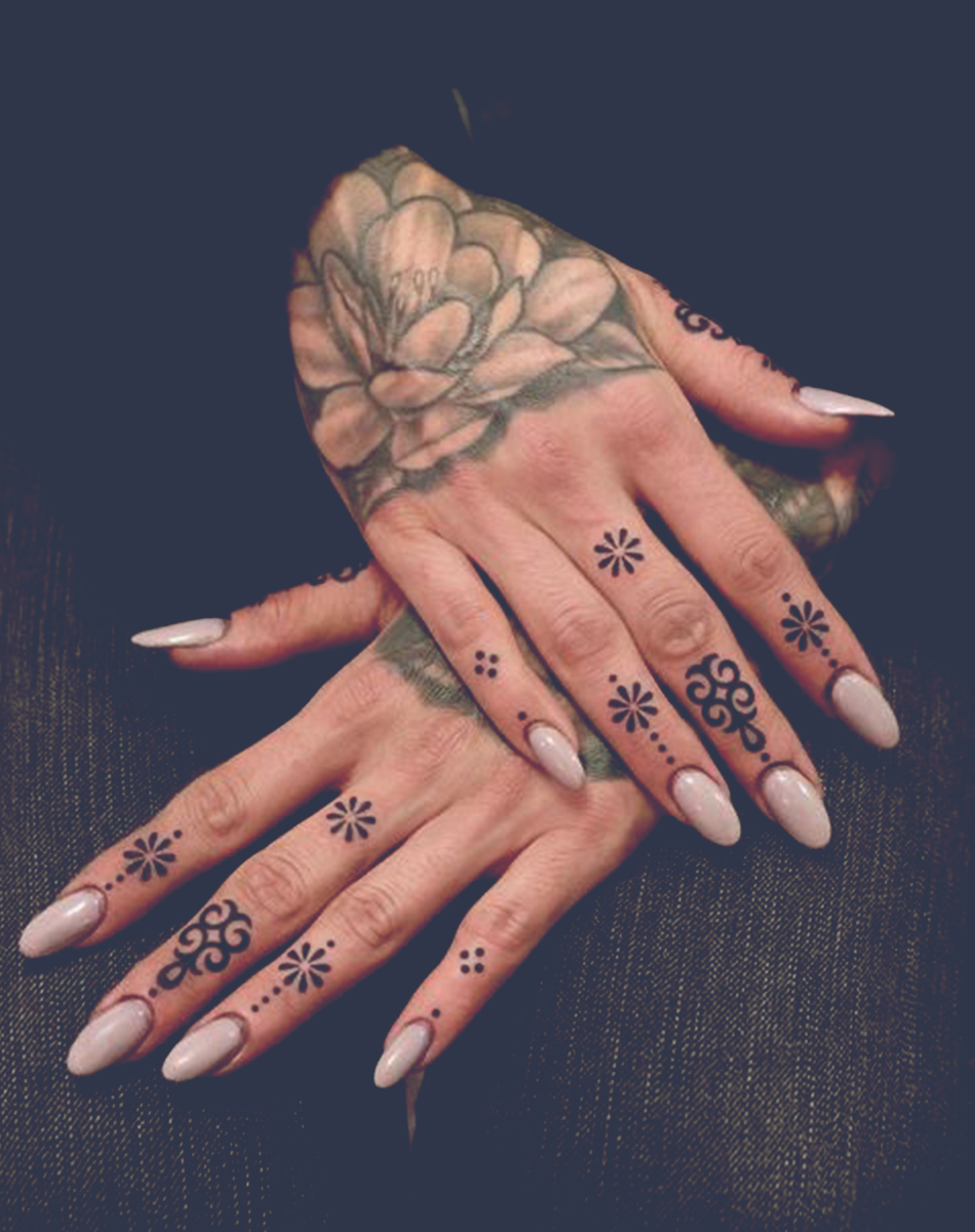 Vintage Floral Minimalist Design Temporary Tattoo