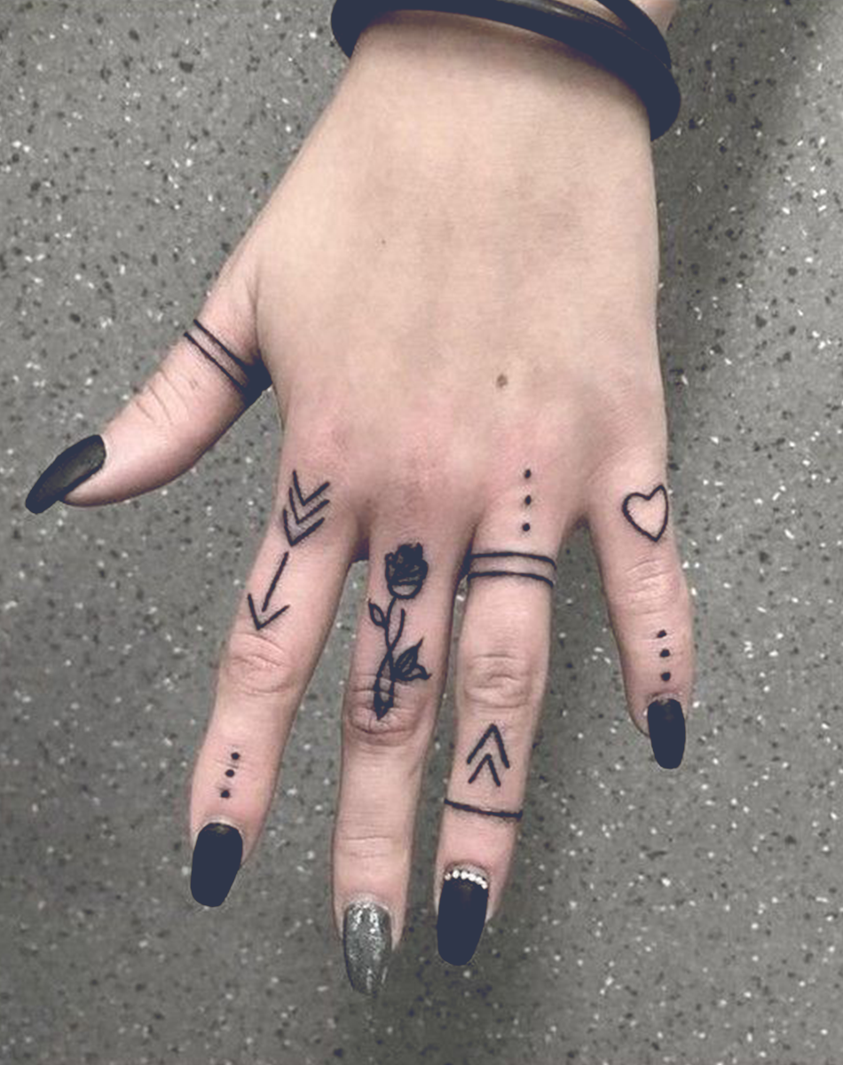 Romantic Arrow & Rose Design Temporary Tattoo