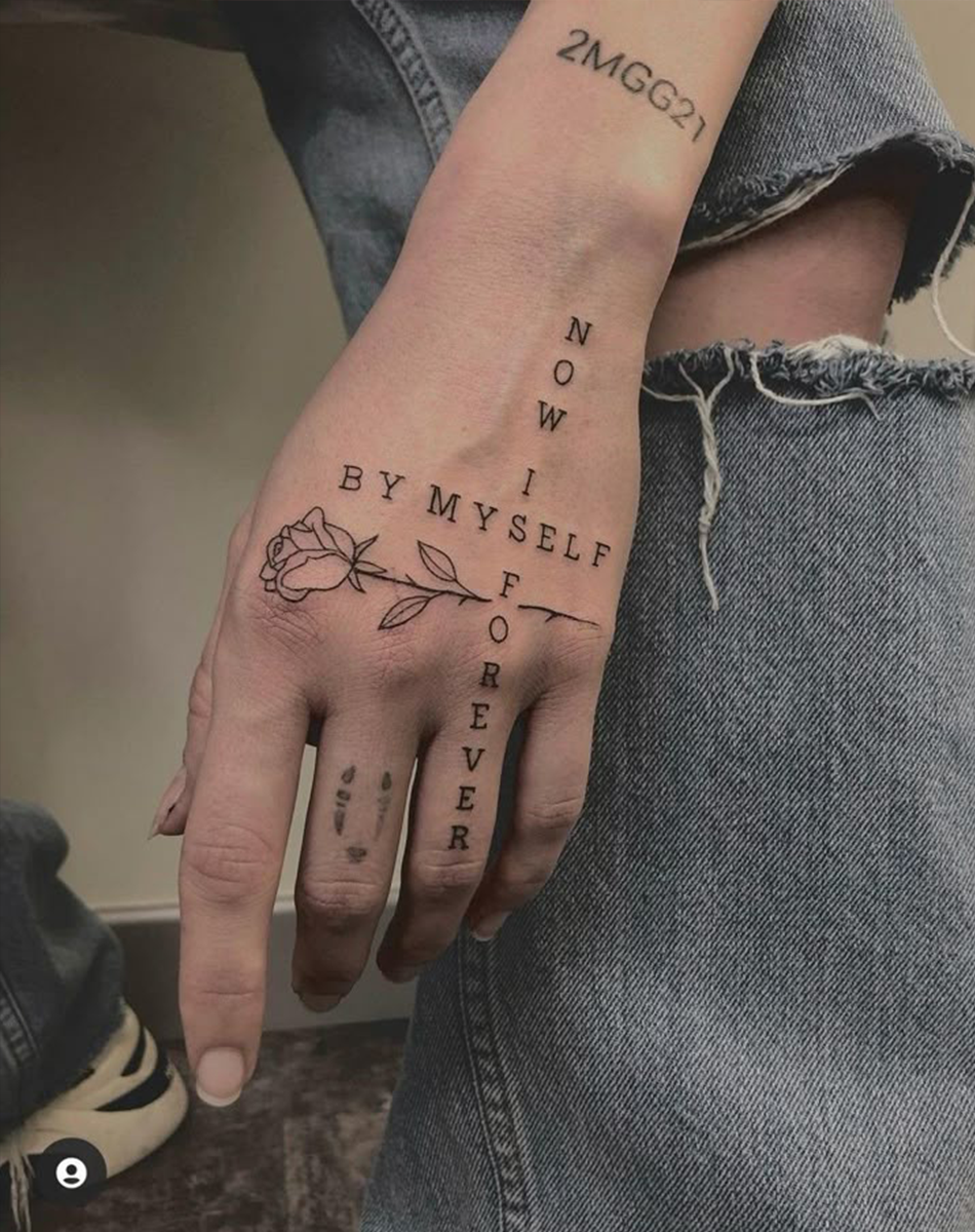 Fine-Line Script Poetic Solitude Tattoos