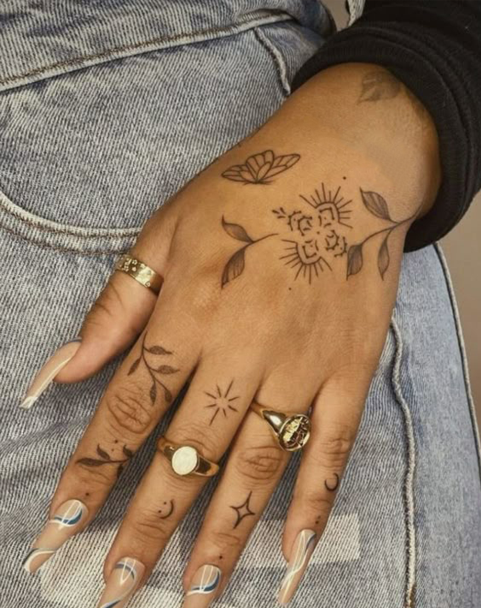 Henna Lace Border Celestial Flora Tattoos