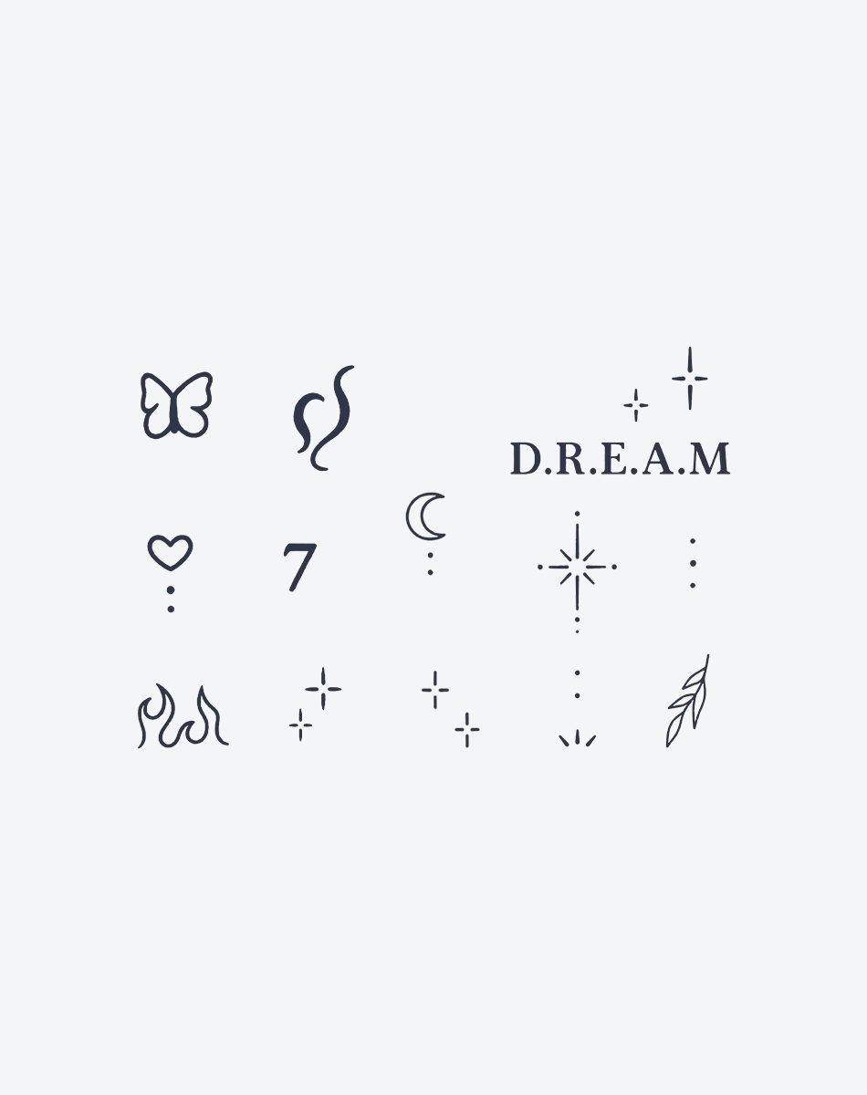 Whimsical Wishlist Micro Symbol Temporary Tattoos
