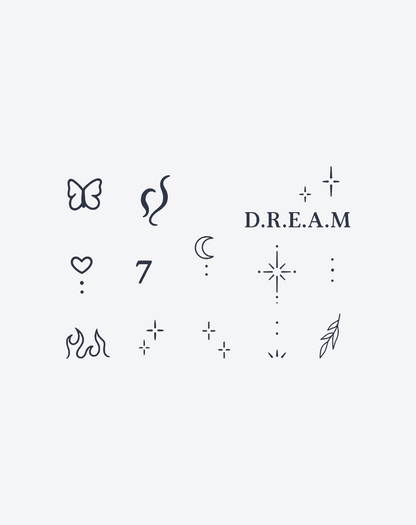 Whimsical Wishlist Micro Symbol Temporary Tattoos