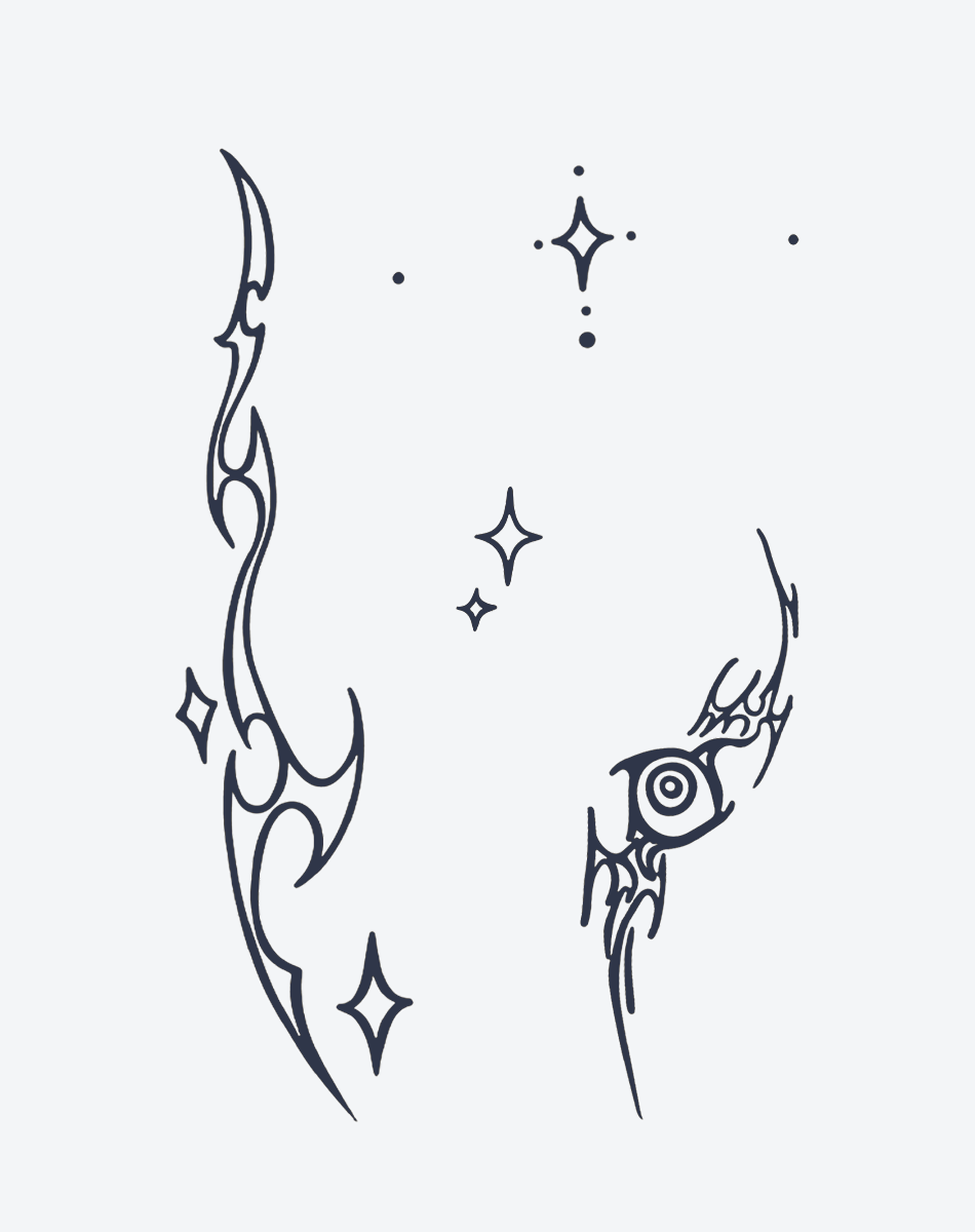 Mystic Tracer Edgy Tribal Temporary Tattoos