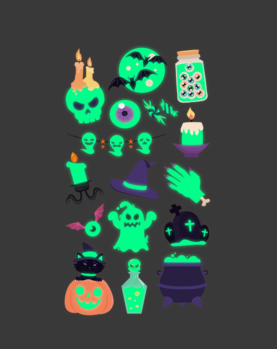 Luminous Halloween Tattoos for Party & Cosplay