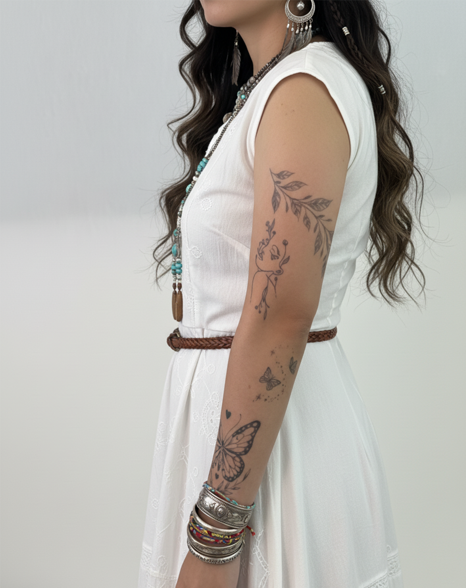 Whispering Flora Tattoo Elegant Design