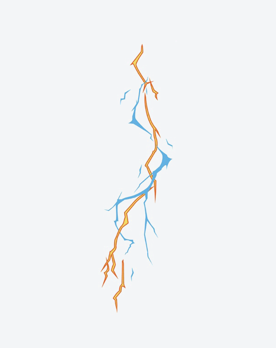 Electric Strike Temporary Tattoo – Blue & Orange Lightning Bolt Design