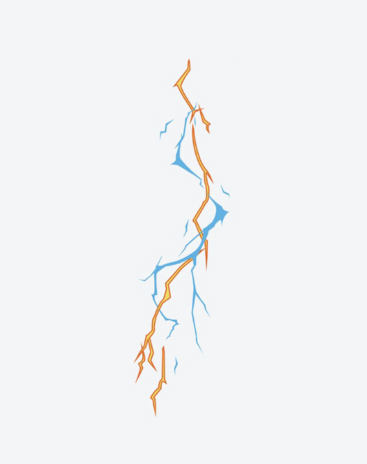 Electric Strike Temporary Tattoo – Blue & Orange Lightning Bolt Design