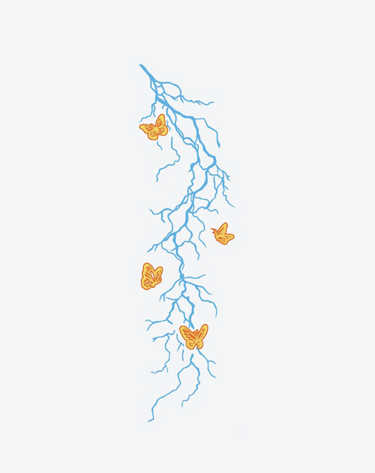 Electric Butterfly Temporary Tattoo – Lightning Branch & Energy Butterfly Design