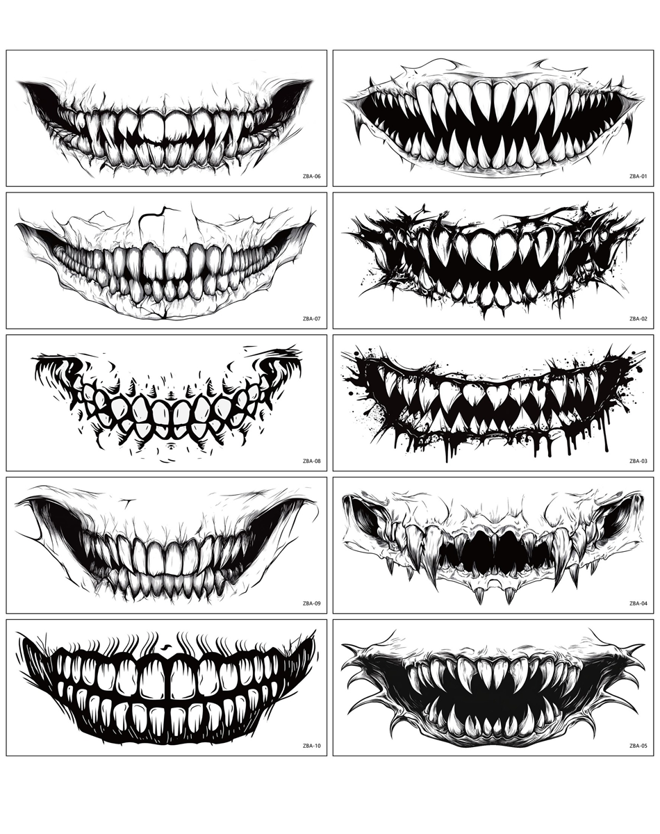 Scary Mouth Stickers | Halloween Temporary Tattoo