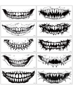 Scary Mouth Stickers | Halloween Temporary Tattoo
