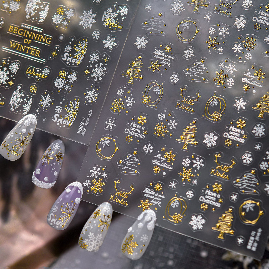 Golden Snow Light Luxury Nail Decals