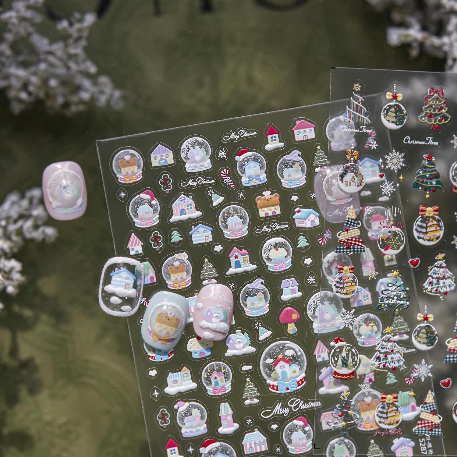 Christmas Dreamy Snow Globe Nail Decals