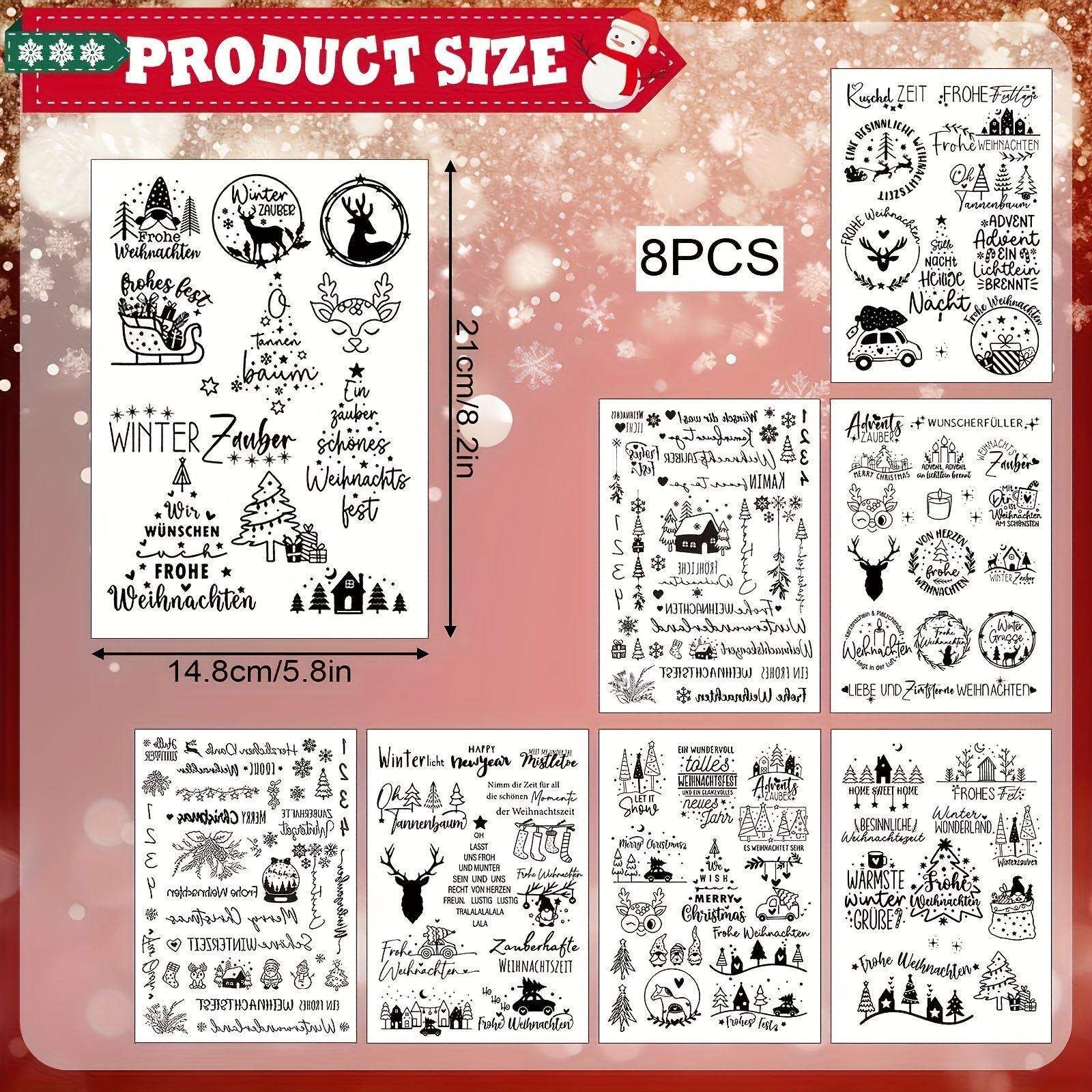 Minimalist Black & White Christmas Candle Decals