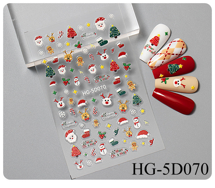 3D Embossed Christmas Carnival Nail Decals