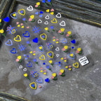 Color-Block Embossed Heart Nail Art