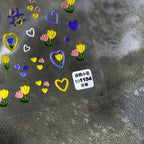 Color-Block Embossed Heart Nail Art