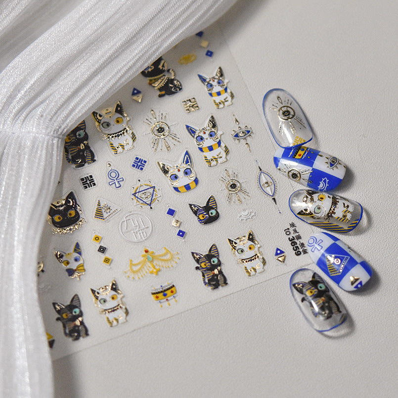 Egyptian Glam Cat Nail Stickers