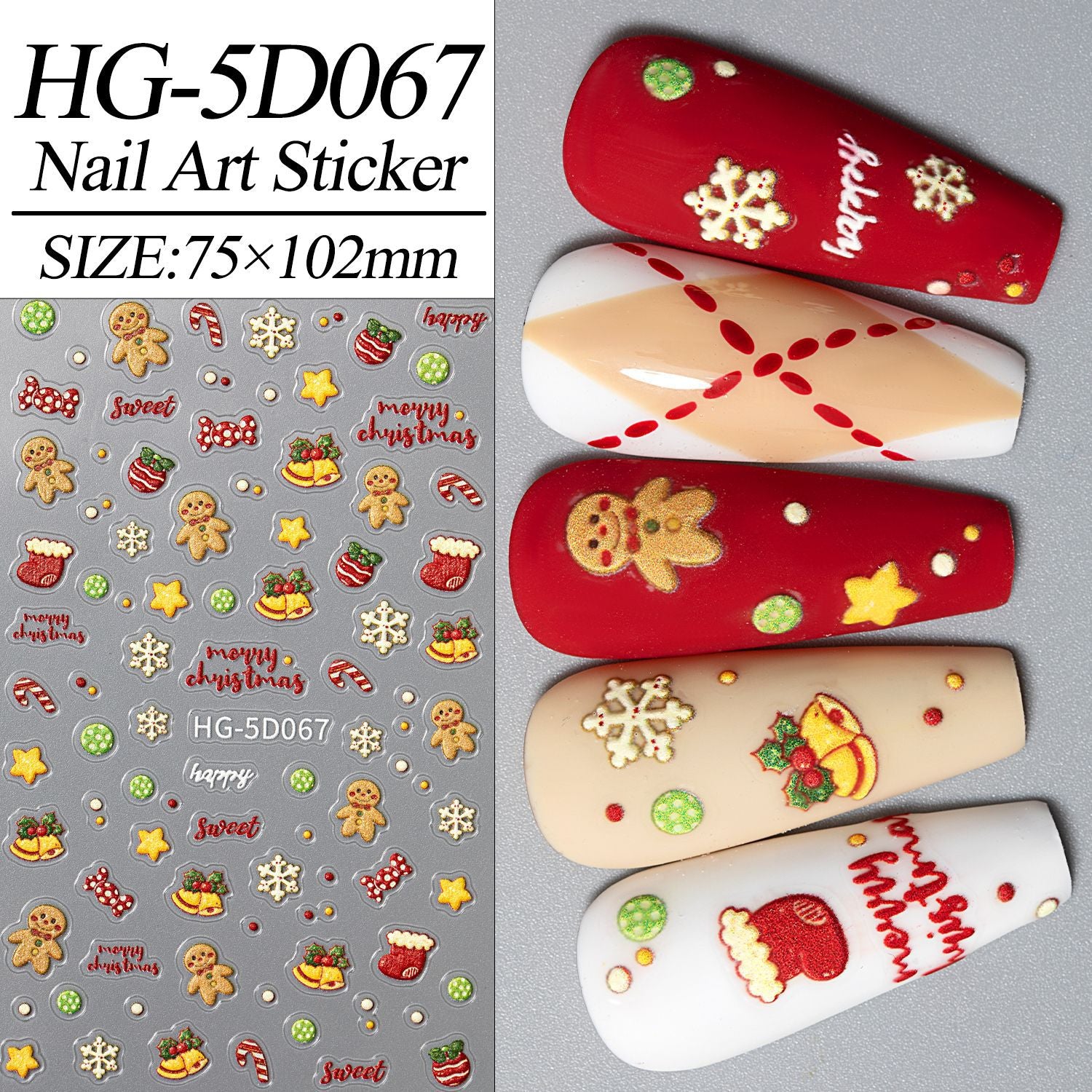 3D Embossed Christmas Carnival Nail Decals