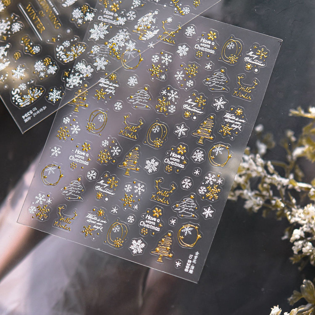 Golden Snow Light Luxury Nail Decals