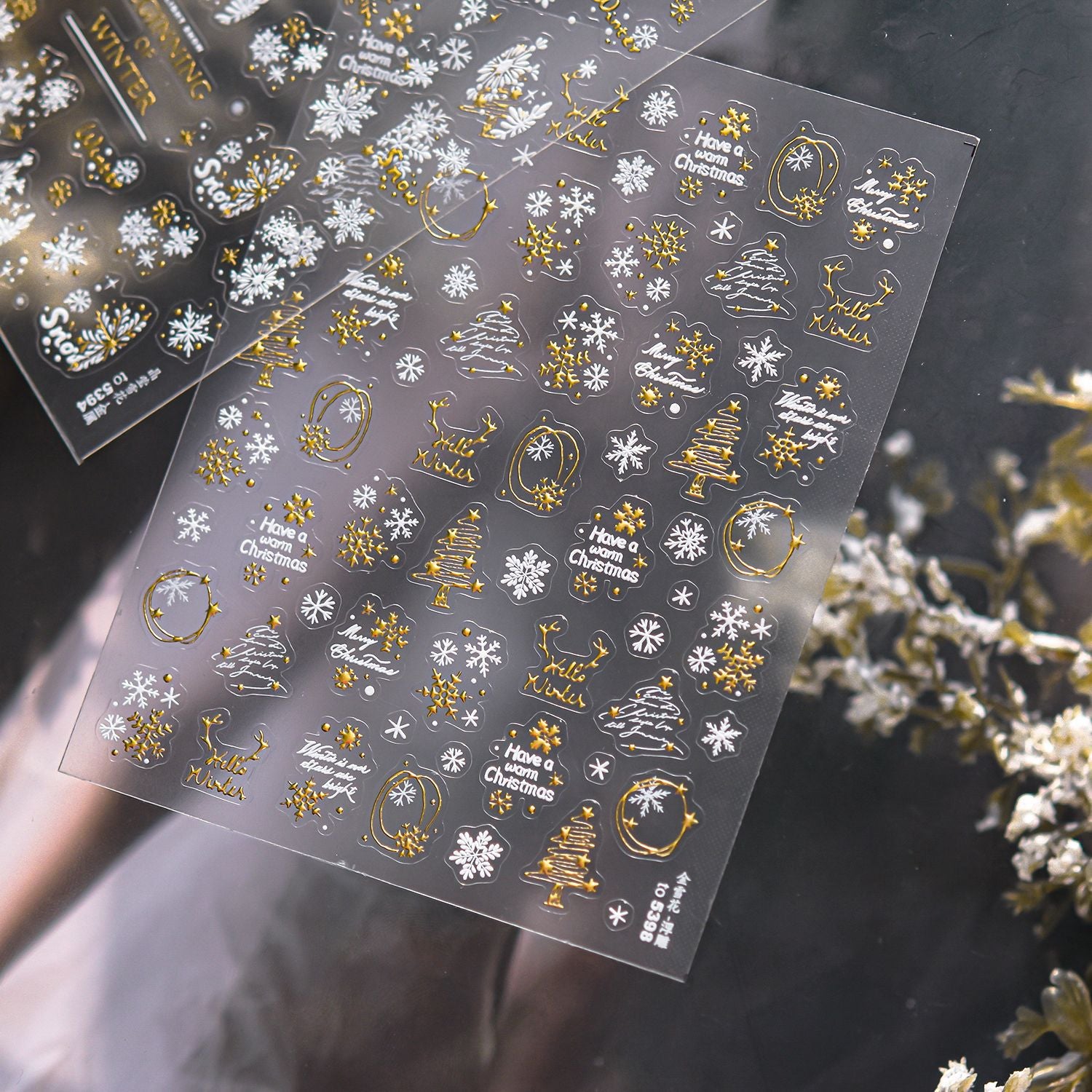 Golden Snow Light Luxury Nail Decals