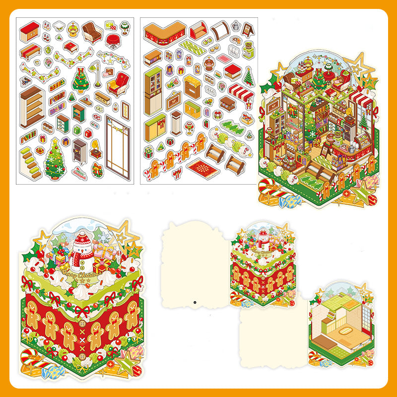 Whimsical Christmas Diorama Pop-Up Stickers