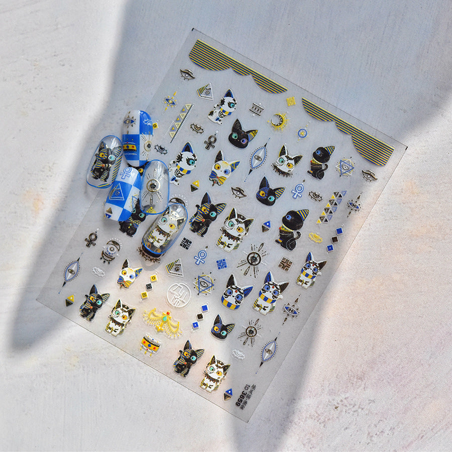 Egyptian Glam Cat Nail Stickers